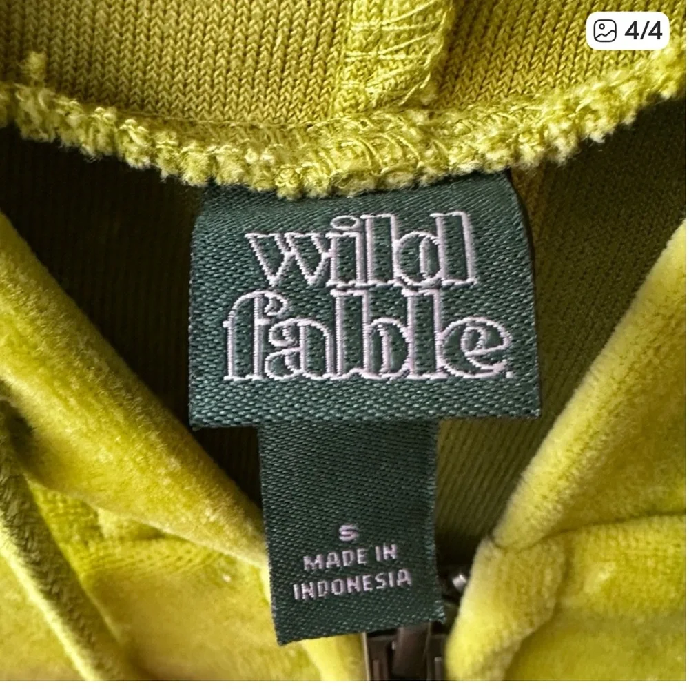 💚 NWT Wild Fable Lime Green Velour Cropped Zip Hoodie Y2K Size Small - Picture 4 of 7